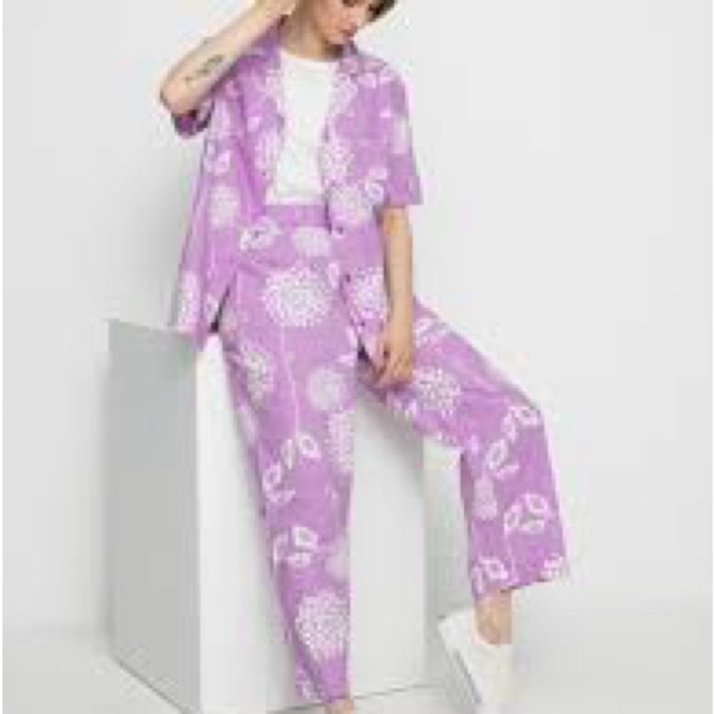 Brixton Purple and White Floral Jumpsuit Relaxed Fit